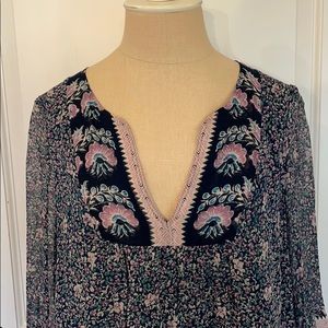 JOIE V NECK 100% SILK FLORAL TOP